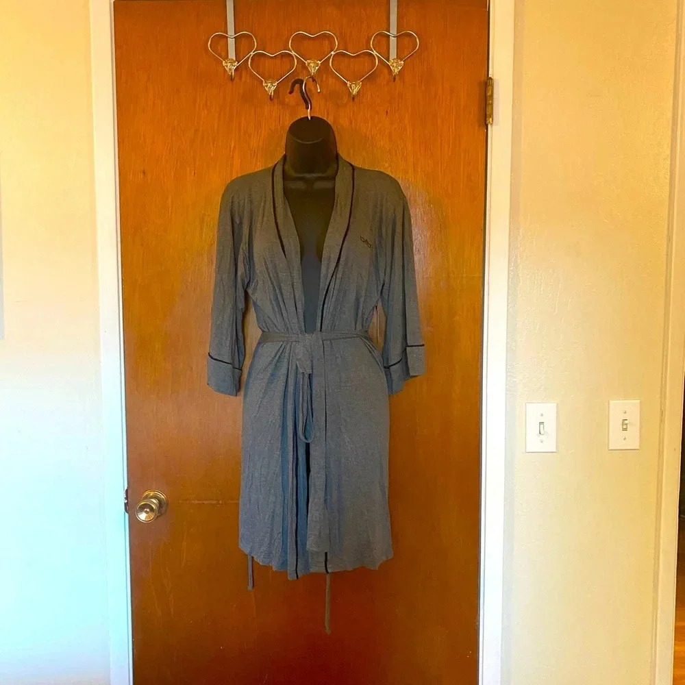 🆕 Bebe Grey Robe with Black Line Accent